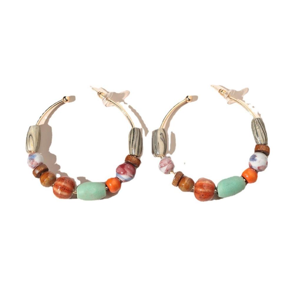 Femme  Créoles Perles Céramique  | Bijoux Accessoires Bijoux