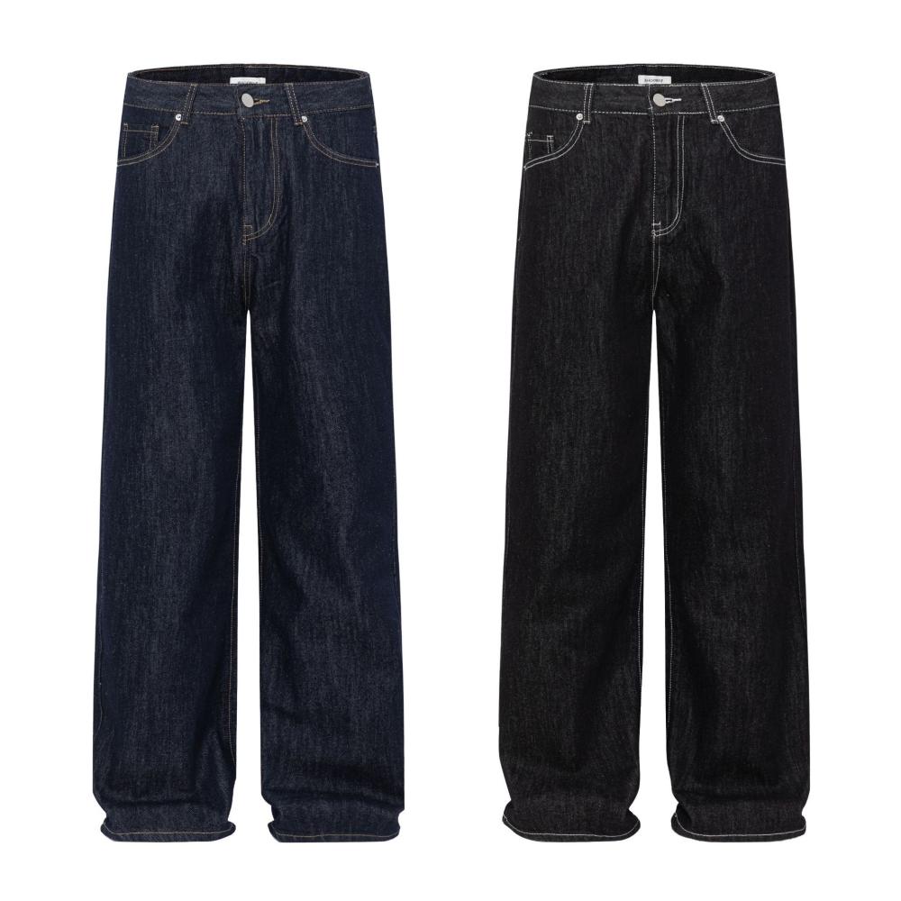 Homme  196 Coupe Droite Et Délavage Foncé Jean  | Jeans Homme Homme